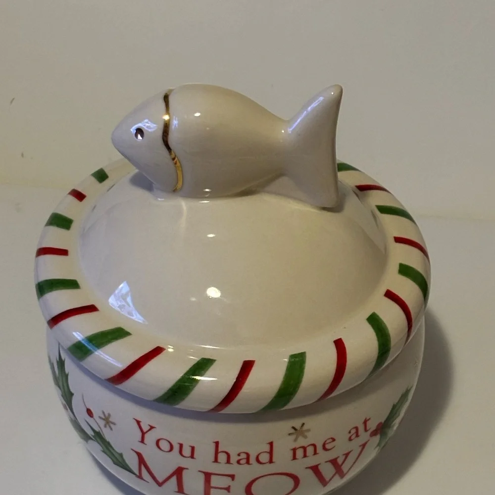 Lenox Christmas “You had me at Meow” Cat Treat Jar for Cat Lovers